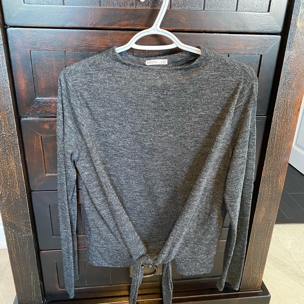 GREY ZARA TIE LONG SLEEVE